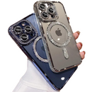 Case Luxo cristal diamante caso para iphone 12 13 14 15 pro max plus magsafe magnético capa para carregamento sem fio