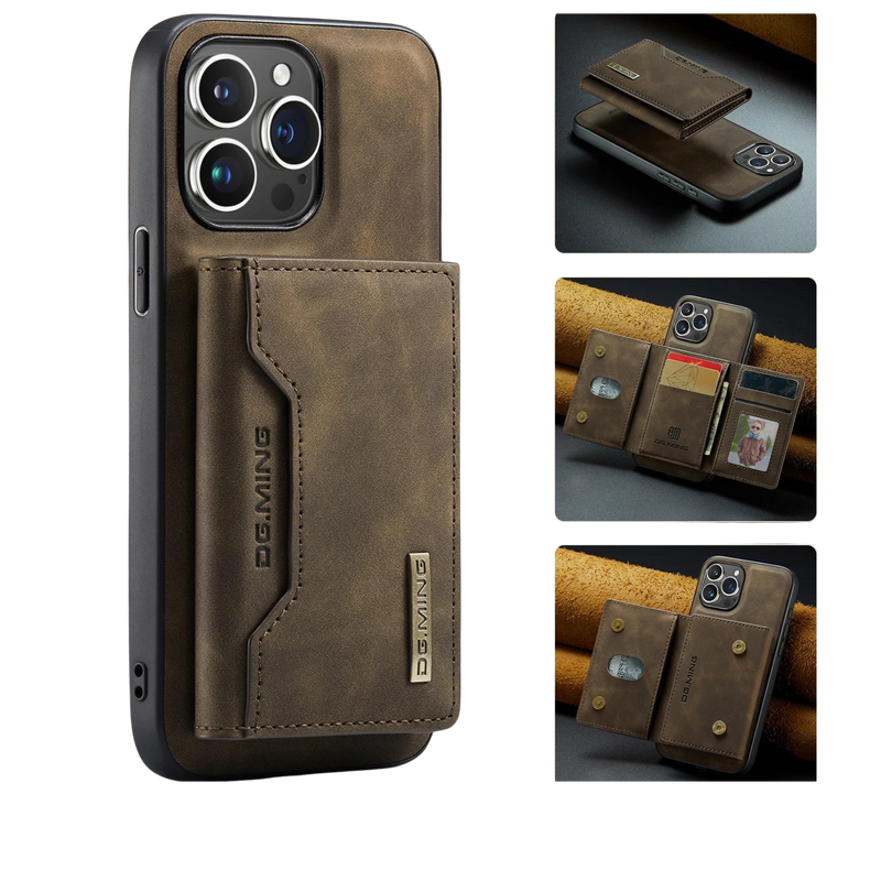 Case Capa carteira 2 em 1 destacável com suporte para cartão de crédito e débito, para iphone 13 mini 15 14 13 12 pro max capa de couro à prova de choque