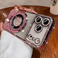 Capinha para celular Magnética, Case Para Iphone Transparente com Glitter Diamantado e Revestimento, Compatível com iPhone 18 17 16 15 14 Pro Max, Suporte de Proteção de Lente