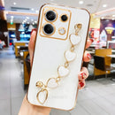 For Xiaomi Redmi Note 13 Pro 4G Plus 5G Luxury Plating Love Heart Bracelet Chain Case On Mi Poco X6 M6 Note13 13pro Band Cover
