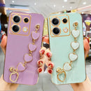 For Xiaomi Redmi Note 13 Pro 4G Plus 5G Luxury Plating Love Heart Bracelet Chain Case On Mi Poco X6 M6 Note13 13pro Band Cover
