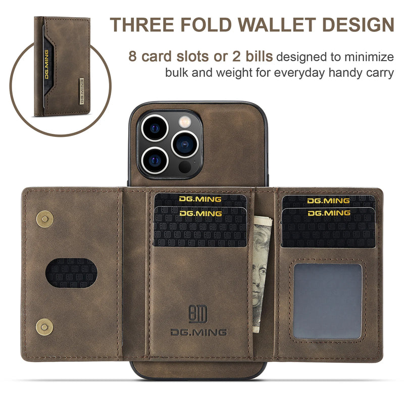 Case Capa carteira 2 em 1 destacável com suporte para cartão de crédito e débito, para iphone 13 mini 15 14 13 12 pro max capa de couro à prova de choque