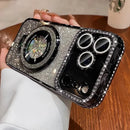 Capinha para celular Magnética, Case Para Iphone Transparente com Glitter Diamantado e Revestimento, Compatível com iPhone 18 17 16 15 14 Pro Max, Suporte de Proteção de Lente