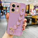 For Xiaomi Redmi Note 13 Pro 4G Plus 5G Luxury Plating Love Heart Bracelet Chain Case On Mi Poco X6 M6 Note13 13pro Band Cover