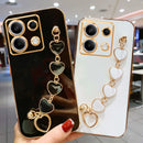 For Xiaomi Redmi Note 13 Pro 4G Plus 5G Luxury Plating Love Heart Bracelet Chain Case On Mi Poco X6 M6 Note13 13pro Band Cover