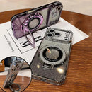 Capinha para celular Magnética, Case Para Iphone Transparente com Glitter Diamantado e Revestimento, Compatível com iPhone 18 17 16 15 14 Pro Max, Suporte de Proteção de Lente