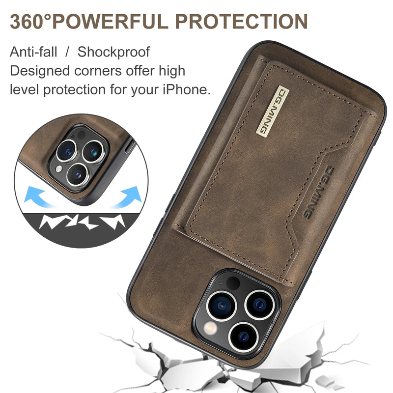 Case Capa carteira 2 em 1 destacável com suporte para cartão de crédito e débito, para iphone 13 mini 15 14 13 12 pro max capa de couro à prova de choque