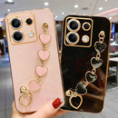 For Xiaomi Redmi Note 13 Pro 4G Plus 5G Luxury Plating Love Heart Bracelet Chain Case On Mi Poco X6 M6 Note13 13pro Band Cover
